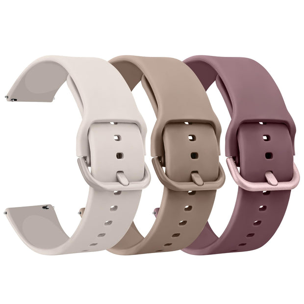 Pack 3 Watch Bands 20mm 22mm for Women Men, Replacement Straps Band for Smart Watch, soft skin-friendly silicone quick release, smart watch wristband