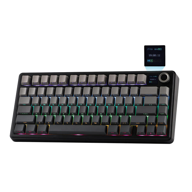 Tri-Mode Wireless Gaming Keyboard, TFT Screen, Knob, Hot Swappable, 2.4GHz/Type-C/BT5.0, Gasket Creamy, for PC/Mac/Office/Gaming (Black, Reaper Switch)