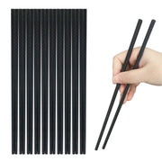 10 Pairs Fiberglass Chopsticks, Reusable Chopsticks, 9.3 inches Dishwasher Safe, Non-Slip, Black