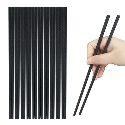 10 Pairs Fiberglass Chopsticks, Reusable Chopsticks, 9.3 inches Dishwasher Safe, Non-Slip, Black
