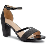 Womens Sparkle Diamante Low Mid Heel Sandals Wedding Bridal Prom Ladies Party