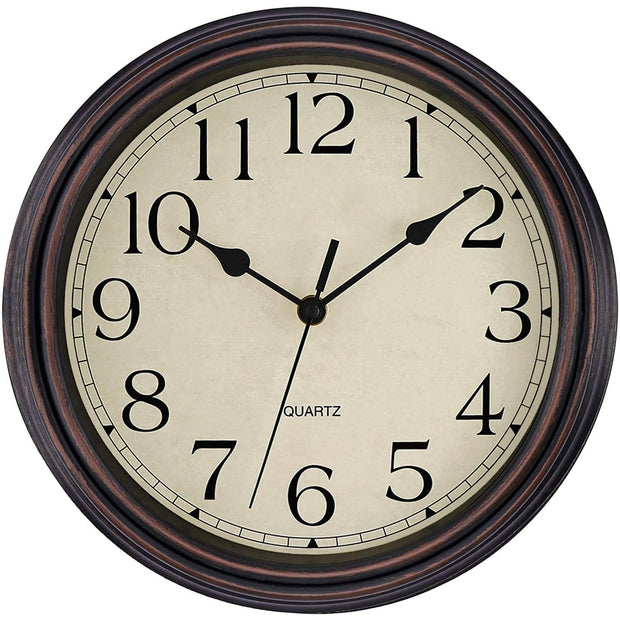 Wall Clock for Living Room Kitchen Home Office 12 Inch (Bronze)