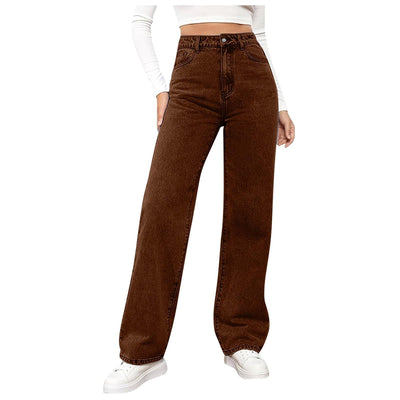 Wide Leg Jeans for Women UK Jeans with Straight Leg High Waisted Stretchy Wide Pants with Pockets