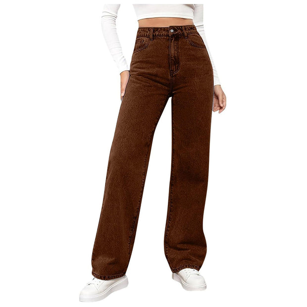 Wide Leg Jeans for Women UK Jeans with Straight Leg High Waisted Stretchy Wide Pants with Pockets