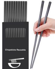 5 Pairs Dishwasher Safe Fiberglass Chopsticks Set,9.5 Inch Reusable Japanese Chinese Chopsticks , Non-Slip, Easy to Use (colorful ) (9.5 inch, pure black)