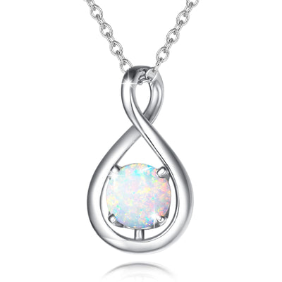 925 Sterling Silver Birthstone Necklaces for Women Fine Jewellery Infinity Pendant Anniversary Birthday Gifts for Her Women Wife Mom Lady Daughter, Chain 16"+2" Extend