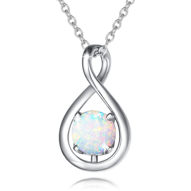925 Sterling Silver Birthstone Necklaces for Women Fine Jewellery Infinity Pendant Anniversary Birthday Gifts for Her Women Wife Mom Lady Daughter, Chain 16"+2" Extend