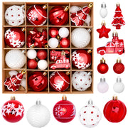 Various Styles of Christmas Ball Ornaments, Shatterproof Christmas Balls for Holiday Xmas Tree Decor, Hanging Ornament for Indoor Decoration (Red & White)