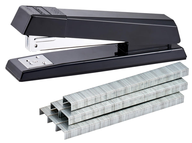 Office Stapler, No-Jam Premium for Desktop, Includes 1,250 Staples, Full-Strip, 25 Sheet Capacity, Black