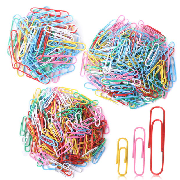 Paper Clips, 450 Pack, Assorted Colors, Paper Clips Assorted Sizes