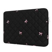 13-14 Inch Laptop Sleeve, Soft Protective Case with Embroidered Bows, Slim Lightweight Bag Compatible with 13-14 Inch MacBook Chromebook PC Notebook, Black