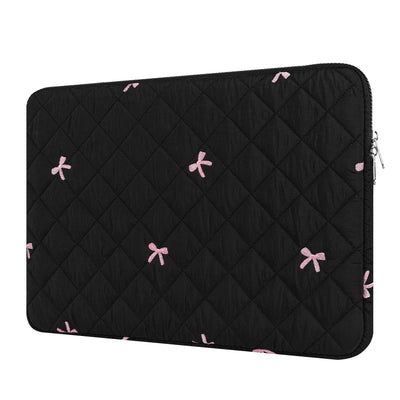 13-14 Inch Laptop Sleeve, Soft Protective Case with Embroidered Bows, Slim Lightweight Bag Compatible with 13-14 Inch MacBook Chromebook PC Notebook, Black