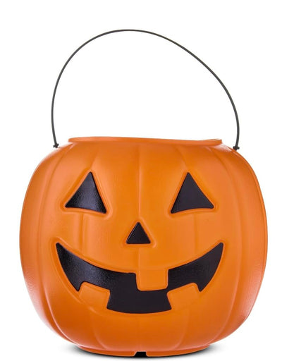 Halloween Pumpkin Treat Pail, Orange, 8", Trick or Treat, Decoration (Orange)