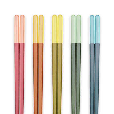 Random Mood Modern Design Chopsticks - Reusable, Dishwasher Safe, Non-Slip Fiberglass, Ice Fog Multi Color, 5 Pairs, 9.5in/24cm, Great for Chinese, Japanese, Korean Cuisine