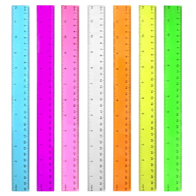 Color Transparent Ruler Plastic Rulers - Ruler 12 inch, Kids Ruler for School, Ruler with Centimeters, Millimeter and Inches, Assorted Colors