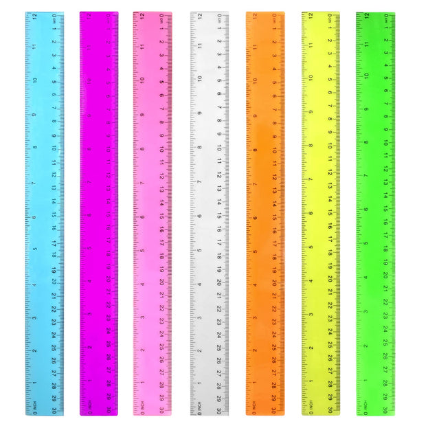 Color Transparent Ruler Plastic Rulers - Ruler 12 inch, Kids Ruler for School, Ruler with Centimeters, Millimeter and Inches, Assorted Colors