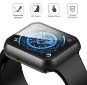 2 Pack Black Hard Case with Tempered Glass Screen Protector Compatible for Apple Watch Series 9 Series 8 Series 7 45mm, Ultra-Thin Shockproof Overall Protective Cover for iWatch