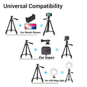 Lightweight Portable Camera Tripod for Iphone/Samsung/Smartphone/Action Camera/DSLR Camera with Phone Holder & Wireless Bluetooth Control Remote (Black)