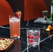 Everyday Drinking Glasses Set of 8 Drinkware Hurricane Glasses, Kitchen Glasses for Cocktail, Iced Coffee, Beer, Ice Tea, Wine, Whiskey, Water, 4 Tall Glass Cups & 4 Short Dof Drinking