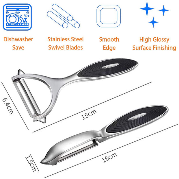 vegetable, Apple Peelers for kitchen, Fruit, Carrot, Veggie, Potatoes Peeler, Y-Shaped and I-Shaped Stainless Steel Peelers, with Ergonomic Non-Slip Handle & Sharp Blade, Good Sturdy (2PCS)