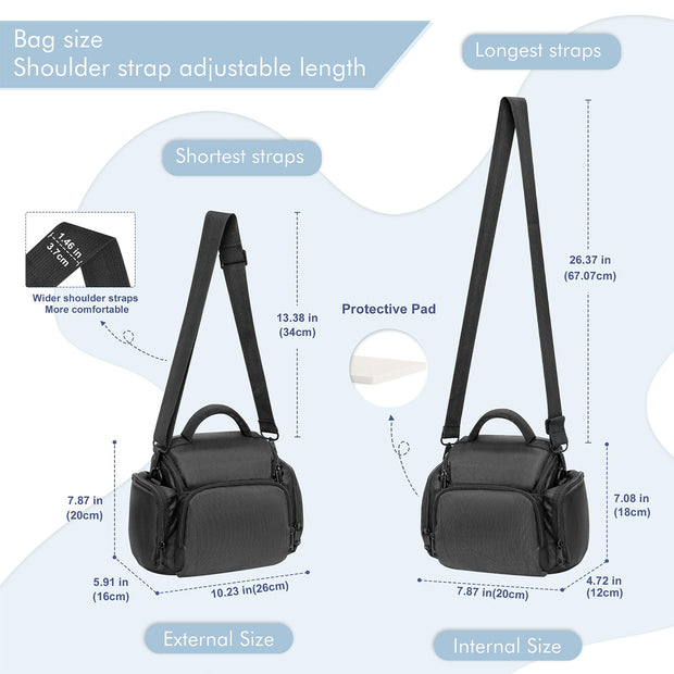 Cameras Case, Waterproof Shockproof DSLR Camera Single Bag, Adjustable Shoulder Strap Compatible with Sony, Canon, Samsung, Fuji, Panasonic, Casio, Nikon
