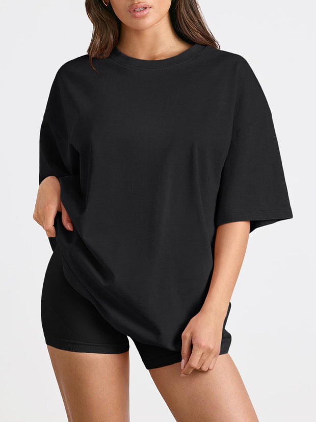 Womens Oversized T Shirts UK Short Sleeve Tops Summer Crew Neck Loose Fit Tshirts