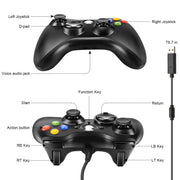 Xbox 360 Wired Controller, PC Controller Joystick Gamepad for Xbox 360 & Windows Vista /7/8/10/XP with USB Cable, Plug & Play Ergonomic Design PC Gaming Pad for Retro Games