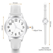 Women's Watch Analog Quartz, Leather Strap Easy Read Tone Premium Fashion Wrist for Women Ladies Girls