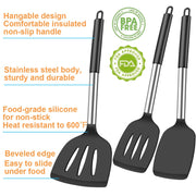 3Pcs Silicone Spatula Set Heat Resistant Spatulas for Nonstick Cookware Fish Turner Plastic Spatulas Rubber Wok Spatula, Long Large Spatula Silicone Cooking Use Kitchen Utensils Set