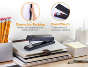 Office Stapler, No-Jam Premium for Desktop, Includes 1,250 Staples, Full-Strip, 25 Sheet Capacity, Black