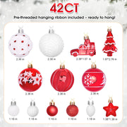 Various Styles of Christmas Ball Ornaments, Shatterproof Christmas Balls for Holiday Xmas Tree Decor, Hanging Ornament for Indoor Decoration (Red & White)