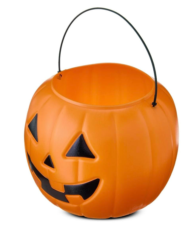 Halloween Pumpkin Treat Pail, Orange, 8", Trick or Treat, Decoration (Orange)