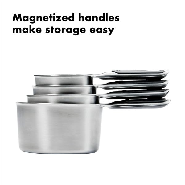 4 Piece Stainless Steel Measuring Cups with Magnetic Snaps