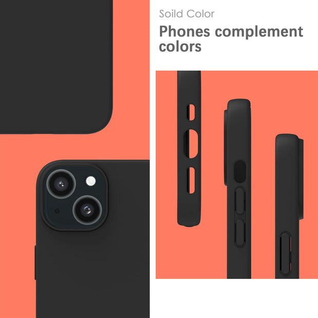 Silicone Case for iPhone 15, Soft-Touch, Shockproof, DustProof, Antiskid Full Body Armour Phone Cover for Apple iPhone 15 - Black
