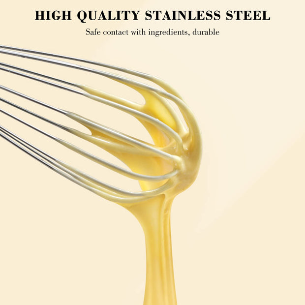 Stainless Steel Whisk Set 8" 10" 12" Kitchen Whisk Balloon Whisk Kitchen Wisk Wire Whisks for Cooking, Whisking, Blending, Beating, Stirring-3 Pack