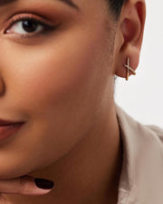 Gold Earrings for Women Trendy 14K Gold Plated Cubic Zirconia Diamond Stud Earrings 925 Sterling Silver Post Minimalist Lightweight Hypoallergenic Simple Jewelry Gift for Her