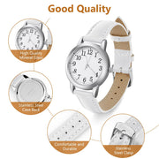 Women's Watch Analog Quartz, Leather Strap Easy Read Tone Premium Fashion Wrist for Women Ladies Girls