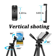 Lightweight Portable Camera Tripod for Iphone/Samsung/Smartphone/Action Camera/DSLR Camera with Phone Holder & Wireless Bluetooth Control Remote (Black)