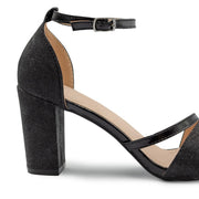 Womens Sparkle Diamante Low Mid Heel Sandals Wedding Bridal Prom Ladies Party