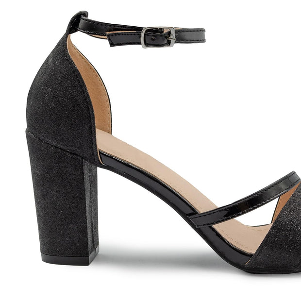 Womens Sparkle Diamante Low Mid Heel Sandals Wedding Bridal Prom Ladies Party