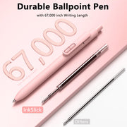 Smooth Writing Black Ink Ball Point Pens | High-end Long Lasting Retractable Pen for School, Home, Office (6 Pens with 3 Refills)