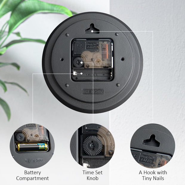 Wall Clock 12 Inches Non-Ticking Wall Clocks Battery Operated Large Easy to Read with Stereoscopic Dial Ultra-Quiet Movement Quartz for Office Classroom School Home Bedroom Kitchen