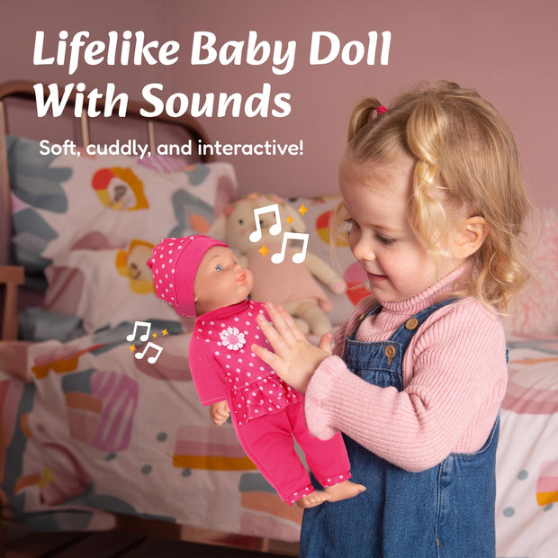 Soft Baby Doll Set - With Talking Function & Accessories - Baby Dolls For Girls - Doll Suitable From 2 Years +