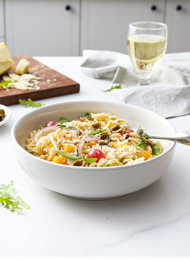 Pasta Bowls 45 oz, Salad Bowls Set for Serving Soup, Pasta, Noodle, Dinner, Large Kitchen Bowl Plates, Microwave Safe - 8.5 Inch, Set of 4, White