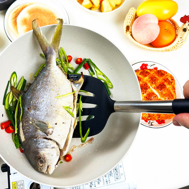 3Pcs Silicone Spatula Set Heat Resistant Spatulas for Nonstick Cookware Fish Turner Plastic Spatulas Rubber Wok Spatula, Long Large Spatula Silicone Cooking Use Kitchen Utensils Set