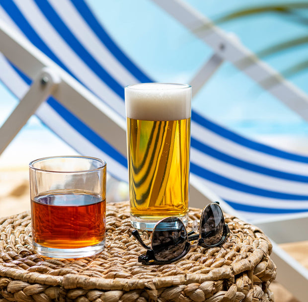 Everyday Drinking Glasses Set of 8 Drinkware Hurricane Glasses, Kitchen Glasses for Cocktail, Iced Coffee, Beer, Ice Tea, Wine, Whiskey, Water, 4 Tall Glass Cups & 4 Short Dof Drinking