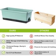 Window Box Planter 8 Pcs, 17 Inches Rectangle Flower Pots with Drainage Holes and Trays, Vegetable Planters for Windowsill Patio Garden Balcony Home Porch Yard Indoor Outdoor