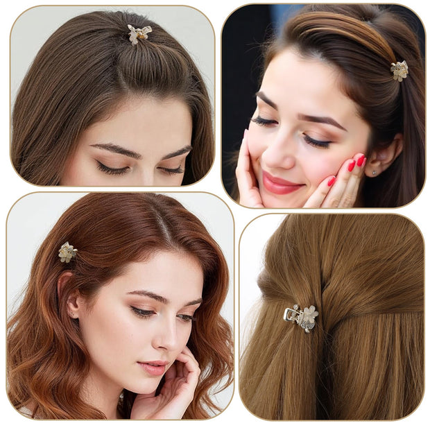 6Pcs Mini Hair Claw Clips,Rhinestone Small Hair Clips Metal Pretty Claw Clip Decorative Hairs Accessories Clip for Women