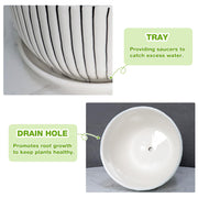 Ceramic Plant Pots Set of 3, 6.75/5.6/4.2 inch Planters with Drainage Holes and Saucer, Flower Pot Outdoor Indoor, Modern Decorative Planters for House Plants Garden Planters Succulent Pots