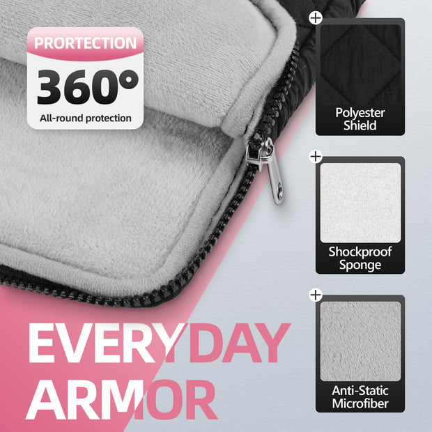 13-14 Inch Laptop Sleeve, Soft Protective Case with Embroidered Bows, Slim Lightweight Bag Compatible with 13-14 Inch MacBook Chromebook PC Notebook, Black